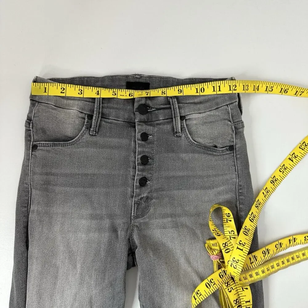 Mother Jeans Womens‎ 26 Gray Pixie Skinny Ankle Stretch High Rise Exposed Button